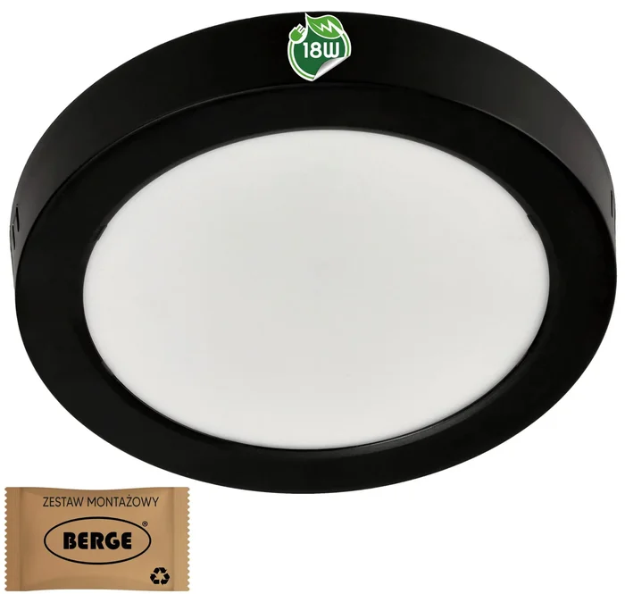 Kulatý LED panel přisazený černý 18W neutrální bílá