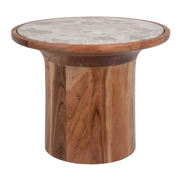 Kulatý odkládací stolek Tubo z mangového dřeva Ø 45 cm