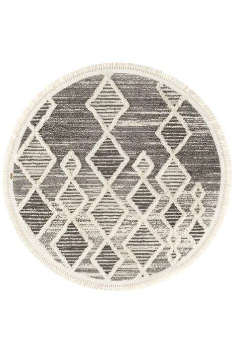 Kulatý polyesterový koberec 100 cm s třásněmi