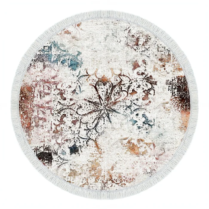 Kusový koberec 180 × 180 cm, syntetický, protiskluzový, bílý, vzorovaný