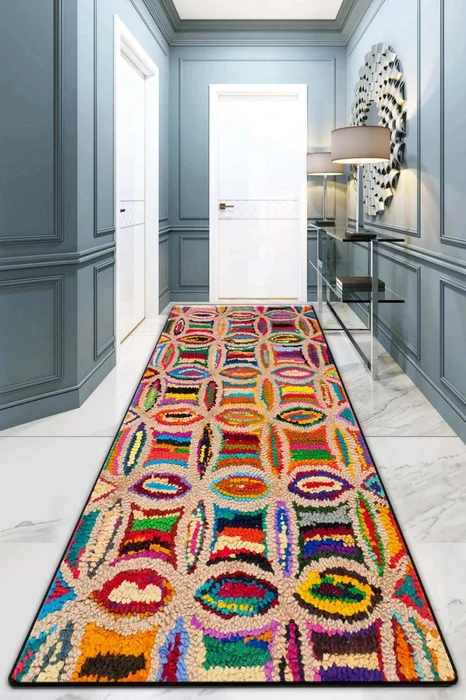 Kusový koberec 80 × 200 cm, syntetický, nízký vlas, protiskluzový