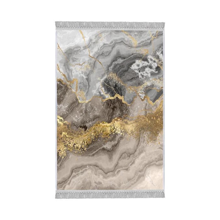 Kusový koberec 80×120 cm, šedý, se sametovým vlasem a třásněmi