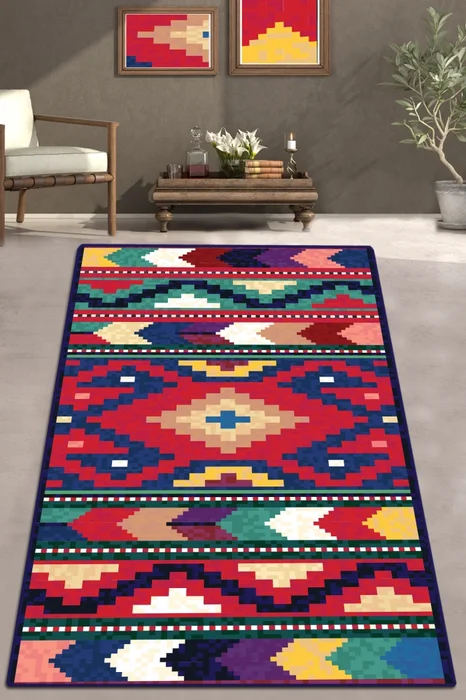 Kusový koberec do předsíně 80 × 150 cm, bavlna/polyester, nízký vlas, protiskluzový