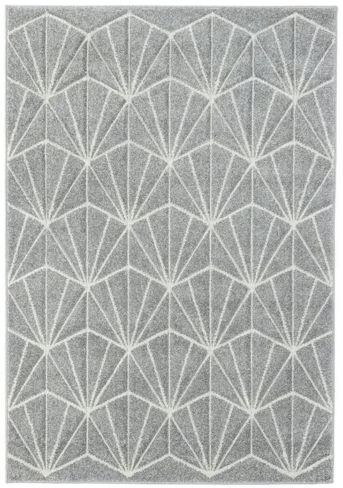 Kusový Koberec PORTLAND 3D Geometrie, 67x120 cm, Šedý s Vícebarevným Akcentem