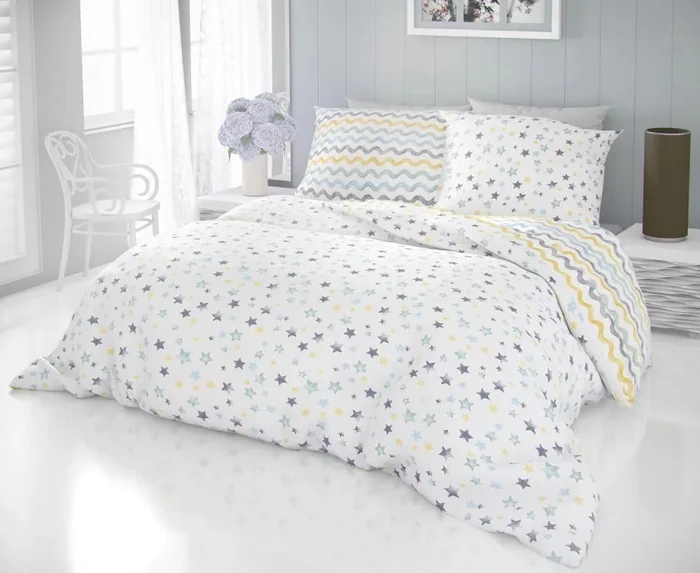 Kvalitex Francouzské bavlněné povlečení DELUX DUO modré 220x200/70x90 cm