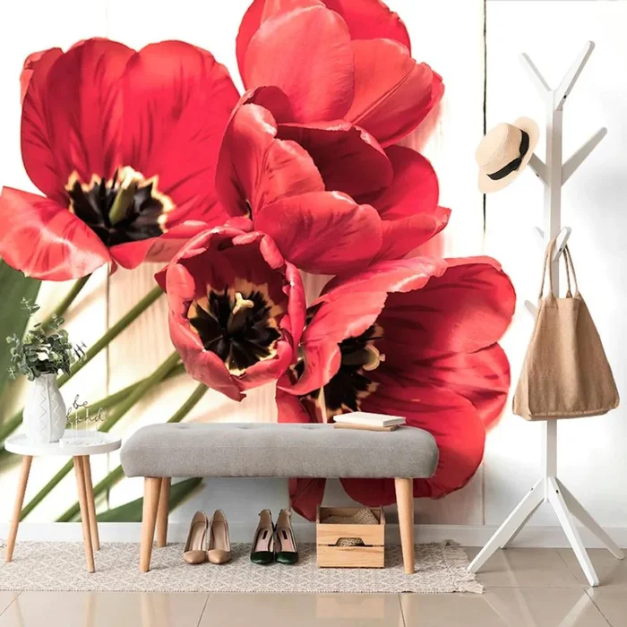 Květinová fototapeta s červenými tulipány