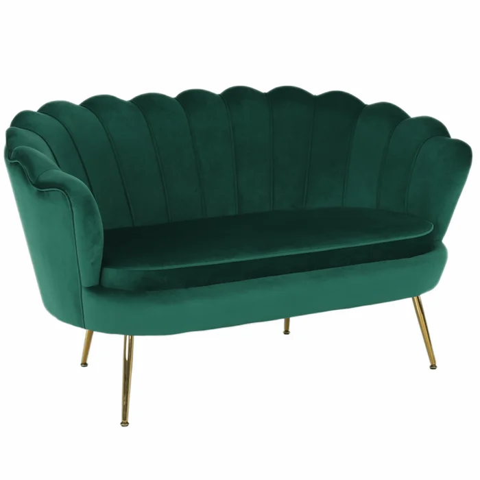 Lavice Art-deco se smaragdovou Velvet a zlatým chromem – NOBLIN