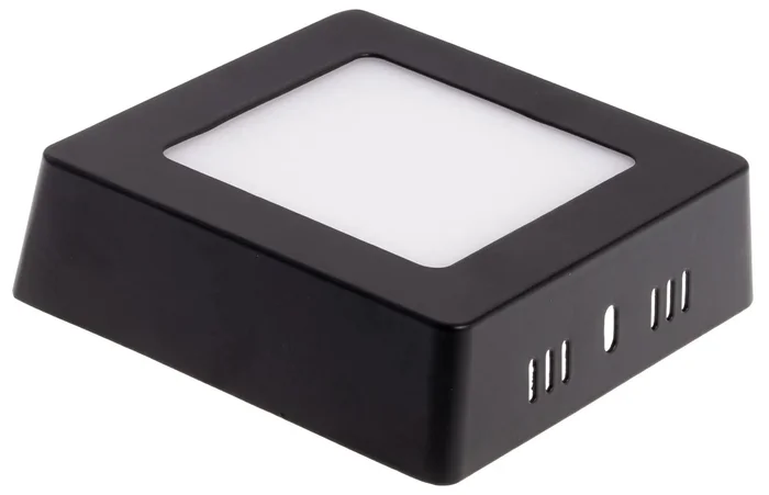 LED panel 6W černý čtvercový přisazený Teplá bílá