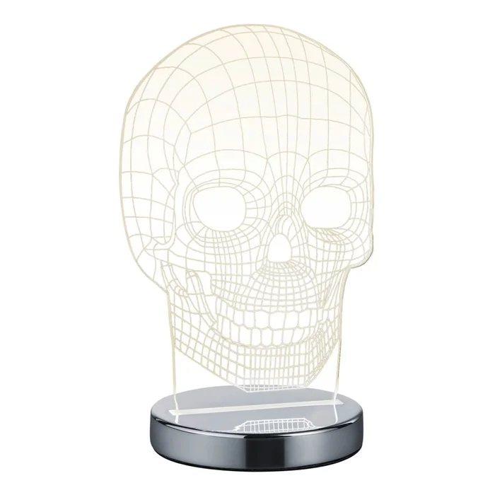LED stolní lampa Skull Trio stříbrná