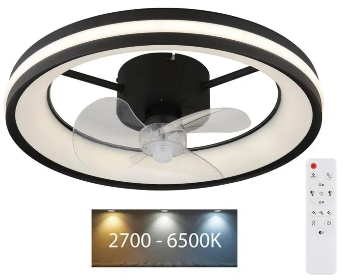 LED Stropní ventilátor s osvětlením GATIAN Černý