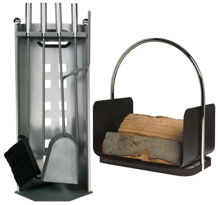 Lienbacher Sada krbového nářadí a dřevní koš, 6 kusů, antracit