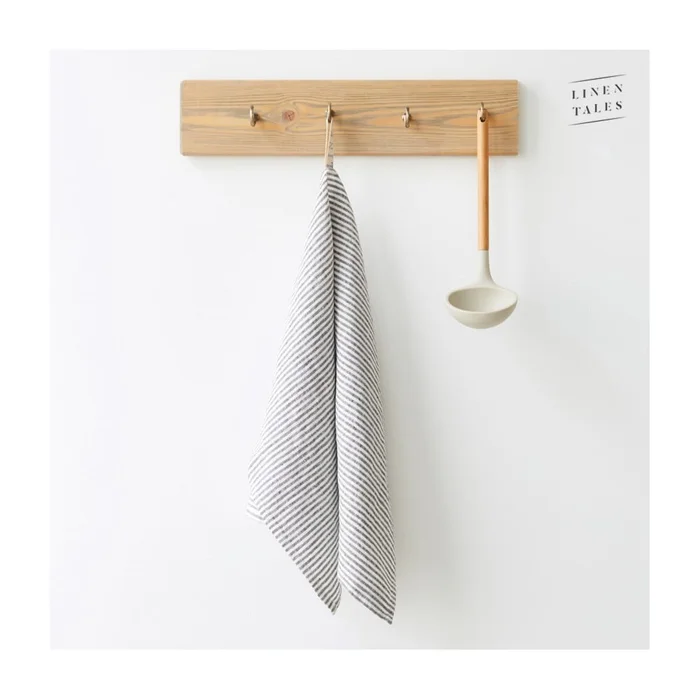 Lněná utěrka 45x65 cm Thin Black Stripes