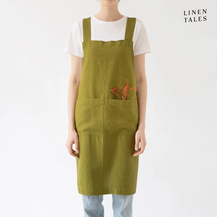 Lněná zástěra Crossback