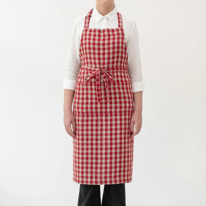Lněná zástěra Red Gingham