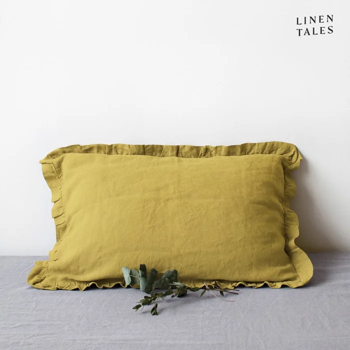 Lněný povlak na polštář 40x60 cm Lemon Curry Linen Tales