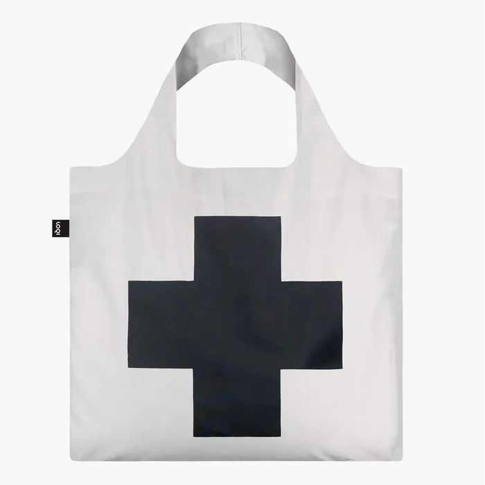 LOQI Kazimir Malevič Black Cross skládací nákupní taška