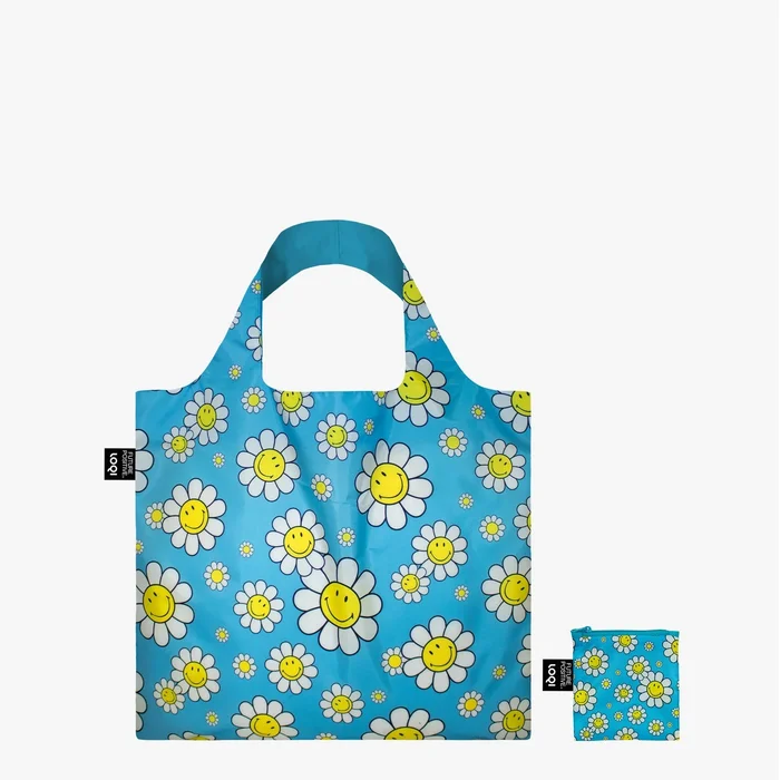 LOQI skládací taška Smiley Flowers Aquarius Small