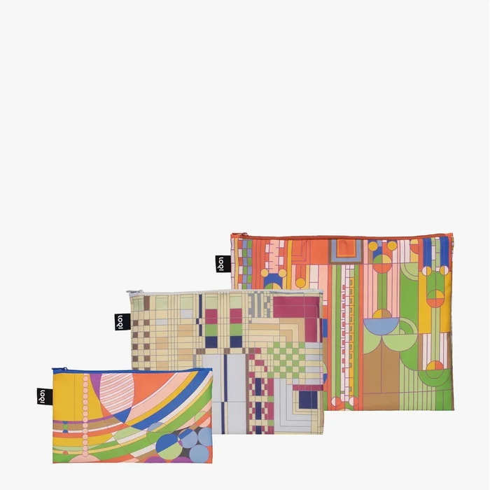 LOQI taštičky na zip 3 ks – Frank Lloyd Wright motivy