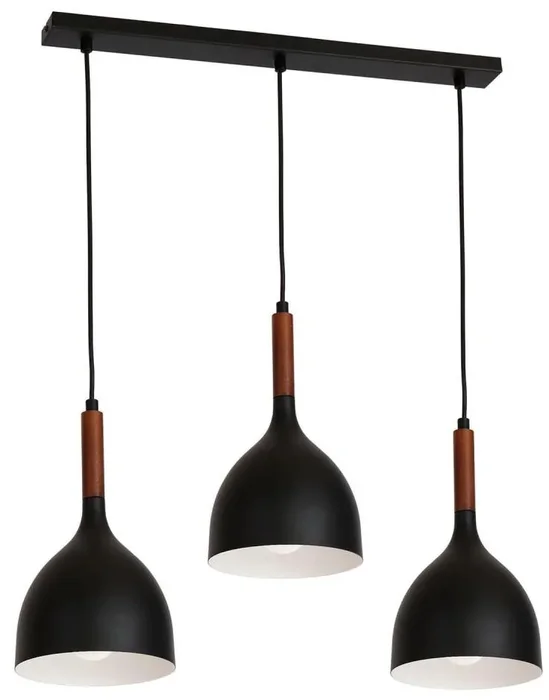 Luminex Lustr NOAK WOOD černý/buk 3xE27