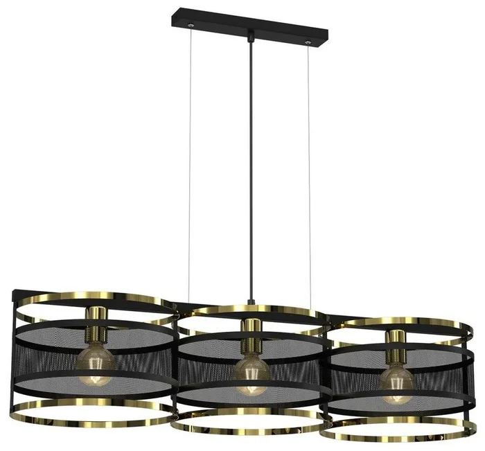 Luminex Lustr RIM s 3 E27, 60W, černo-zlatý