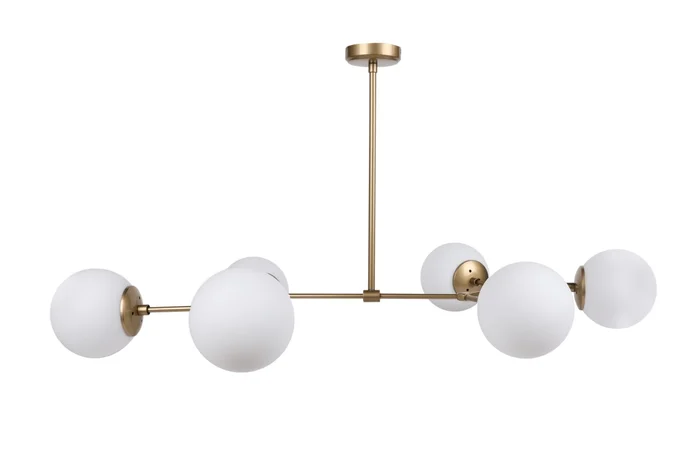 Lustr CENGAR 6xE27, 100×48 cm, žlutá/bílá