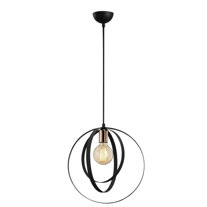 Lustr CENZEL černý, 1x E27 – průměr 35 cm, výška 131 cm
