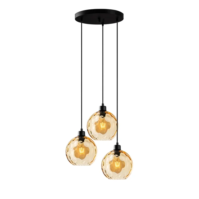 Lustr FERLAN 3x E27, průměr 44 cm, výškově nastavitelný, černá/žlutá