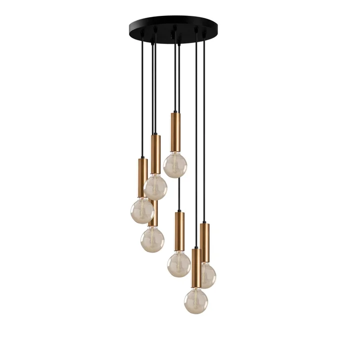 Lustr LINVON 7xE27, 40×40 cm, výškově nastavitelný 136 cm – vintage