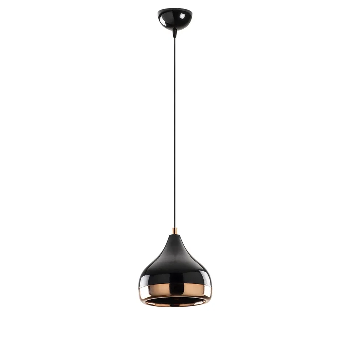 Lustr MALSOR 1xE27, černá/měděná – Ø17 cm, výška 112 cm