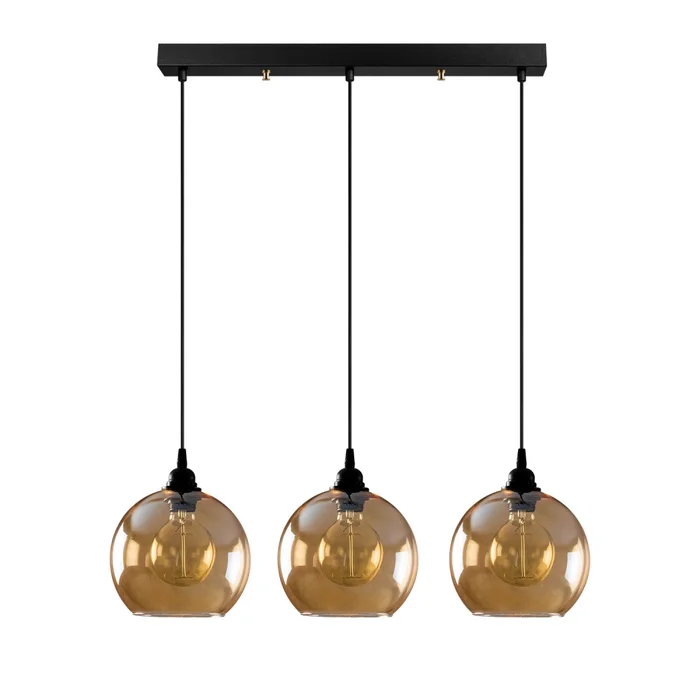Lustr TREFIR 3xE27, zlatá/černá, 70×36 cm, výška 116 cm