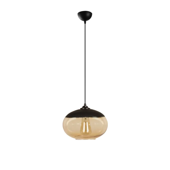Lustr YORFIN 1xE27, černá/medová, 25 cm × 113 cm