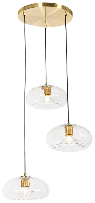 Luxusní art deco lustr se zlatými prvky a kulatým skleněným stínidlem - Ayesha