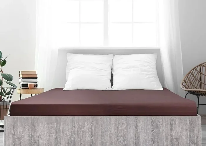 Luxusní jersey prostěradlo Mako bavlna 180x200 cm tmavě hnědé