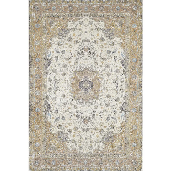Luxusní koberec bavlna/polyester, béžovo-bílý, 180 × 280 cm