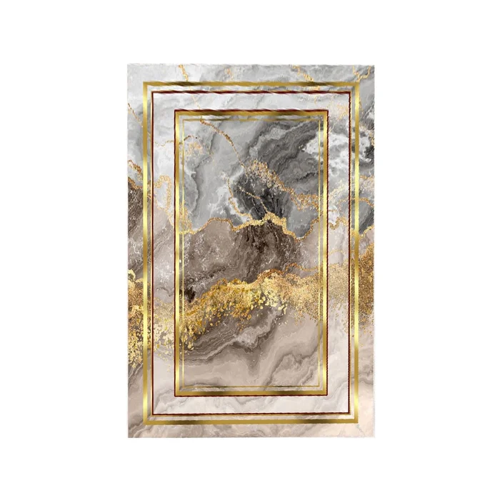 Luxusní koberec do chodby 80×200 cm, šedo-zlatý