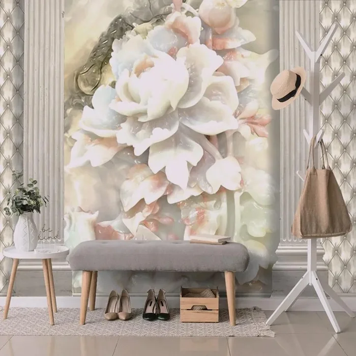 Luxusní květinová tapeta s elegantními sloupy