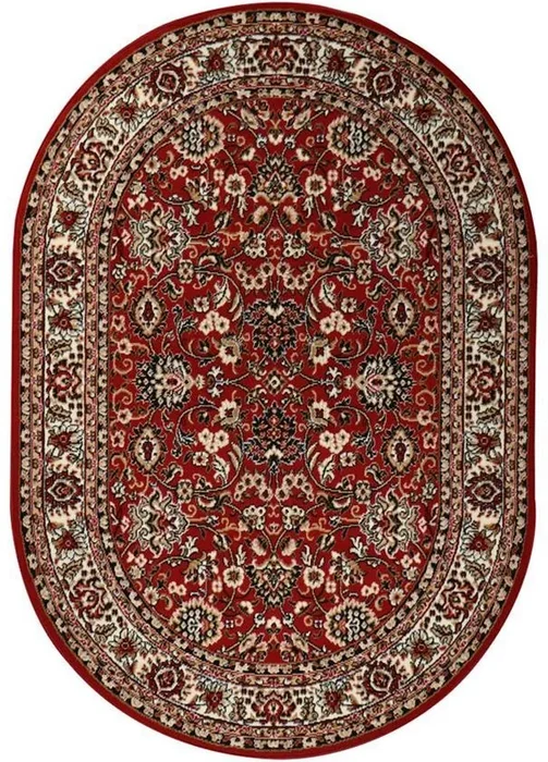 Luxusní oválný koberec PRACTICA 59/CVC, 160x230 cm, Vícebarevný s červenými akcenty
