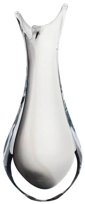 Luxusní Skleněná Dekorativní Váza, Opálově Bílá a Kouřově Černá, Výška 26 cm | Český Umělecký Skvost od Artcristal Bohemia