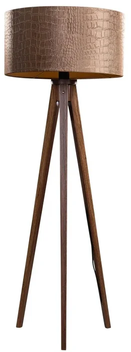 Luxusní stojací lampa s ořechovým dřevem a sametovým stínidlem