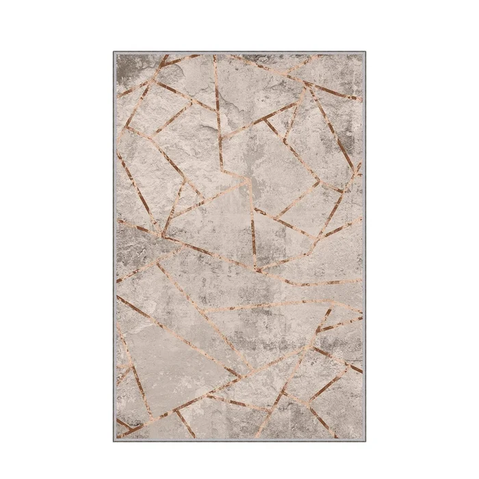 Luxusní syntetický koberec 180×280 cm béžovo-zlatý s protiskluzovou spodní stranou