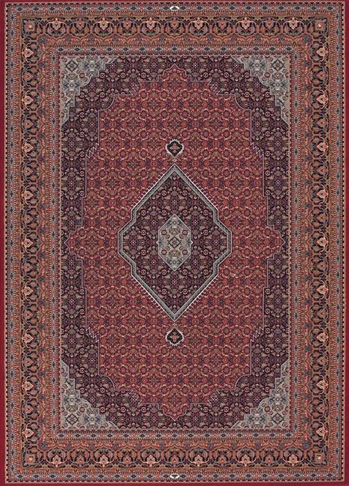 Luxusní vlněný koberec DIAMOND 72220/300, rozměr 67x130 cm, Červená s vícebarevnými vzory