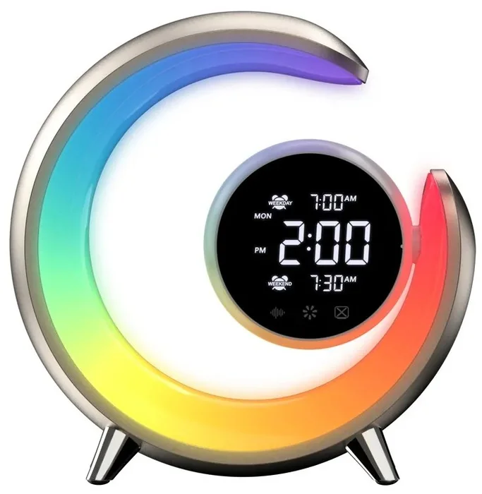 Luxusní Zlatá LED Noční Lampička a Budík Immax PEACOCK: RGB Osvětlení s USB Nabíjením