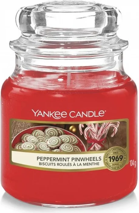 Malá Svíčka Yankee Candle ve Sklenici - Peppermint Pinwheels, 104 g