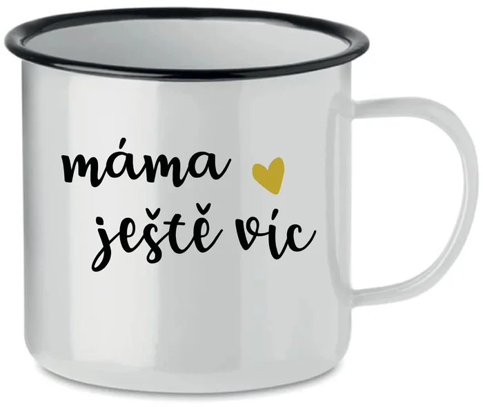 Maminčím úsměvem - bílý smaltovaný plecháček 350 ml