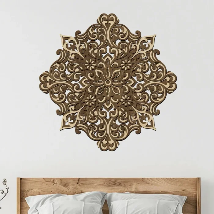 Mandala Pozitivity 3-vrstvá dřevěná dekorace 40 cm
