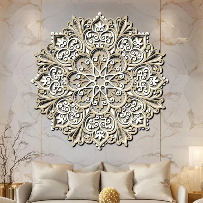 Mandala Života 3D z Dřeva Ø 40 cm Javor-Bílá