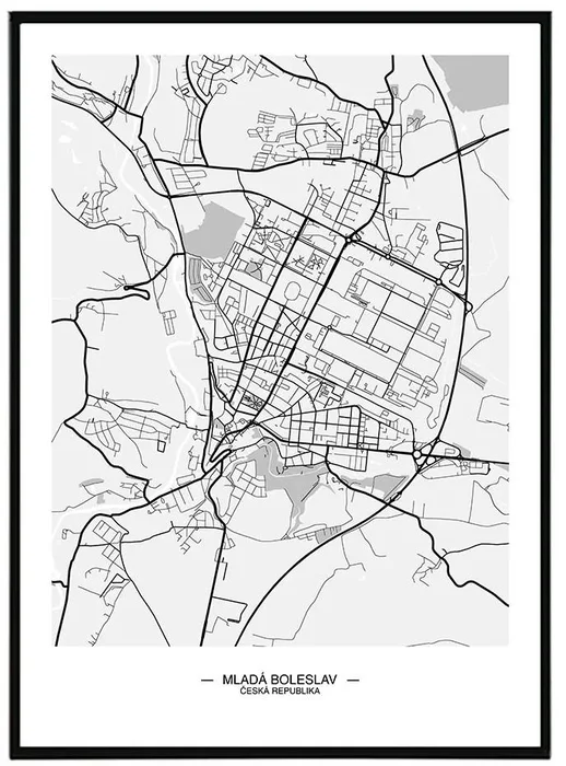 Mapa Mladé Boleslavi 30x40 cm