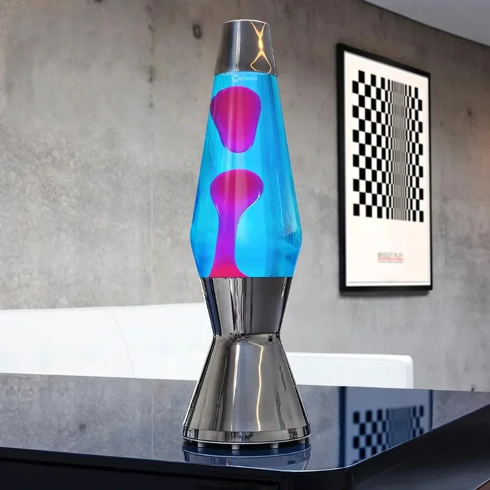 Mathmos Astro Lávová Lampa 43cm modrá s růžovou lávou