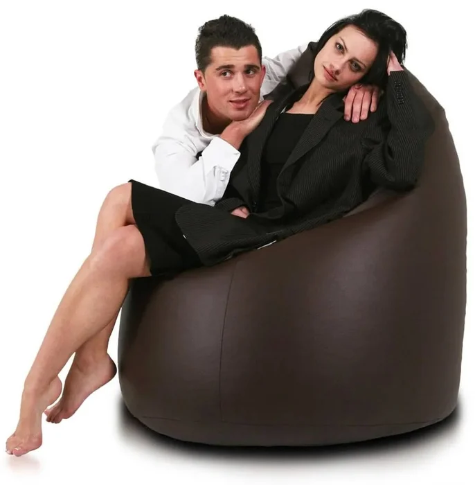 Mega Relaxační Sako z ekokůže tmavě hnědá
