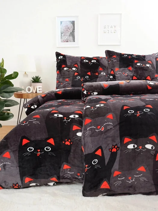 Mikroplyšové povlečení Cats
